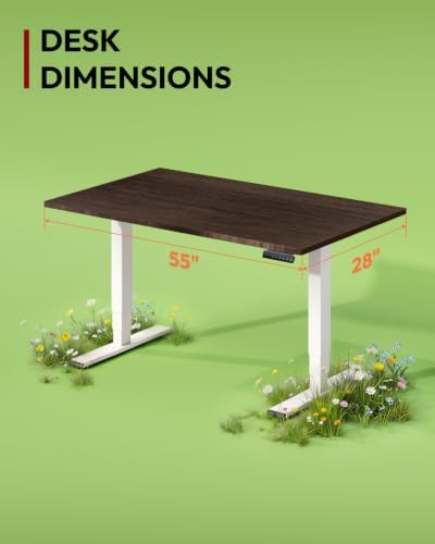 SANODESK Solid Bamboo Dual Motor Standing Desk, 220 lbs, 55×28