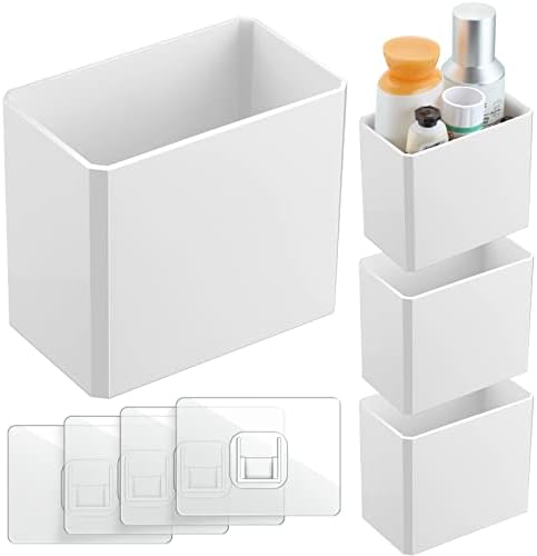 Suclain 4 Pcs Wall Mounted Organizer Floating Shelf Wall Bin, White