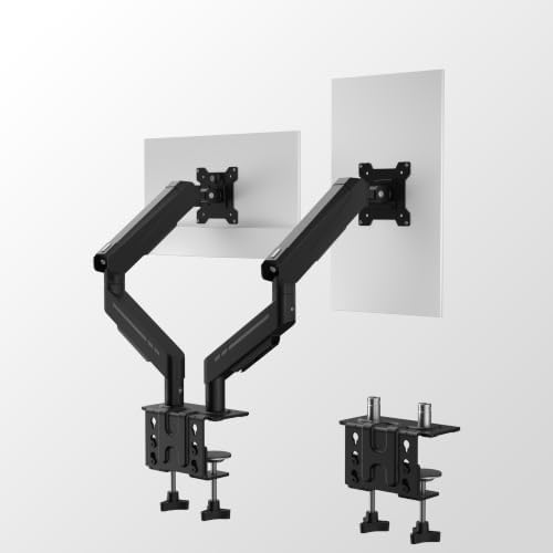 THEARK Dual Monitor Stand for Desk - Dual Monitor Mount for 17-32 Inch Screens,Height Adjustable Dual Monitor Arm Desk Mount with Clamp and Grommet Base,75x75/100x100mm VESA Mount,Max 19.8 lbs,Black