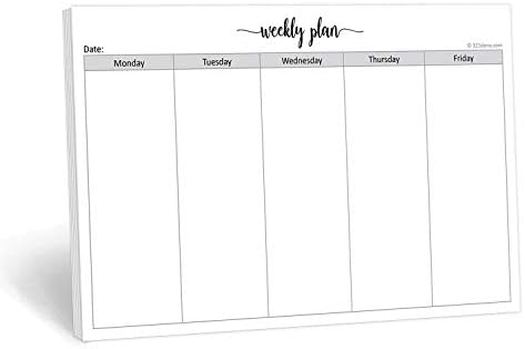 321Done Weekly Planner Notepad, Half Letter 5.5x8.5, 50 Sheets, Mon to Fri