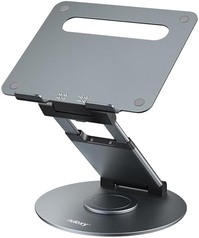 Nulaxy 18" Height Telescopic 360 Rotating Aluminum Laptop Stand Desk, Gray