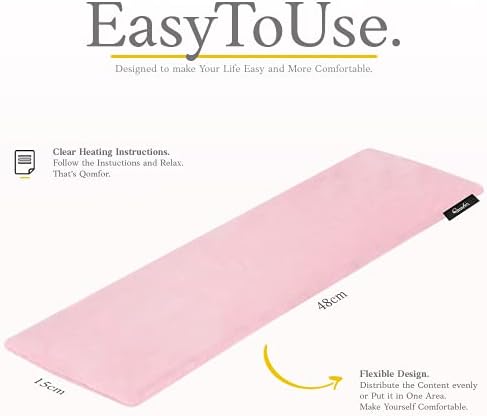 Qomfor - Microwavable Heating Pad - Pink - Lavender Scented Heat Pack - Therapeutic Heat Wrap for Neck, Shoulders & Period Cramps Pain Relief - Reusable Hot/Cold Therapy Bag