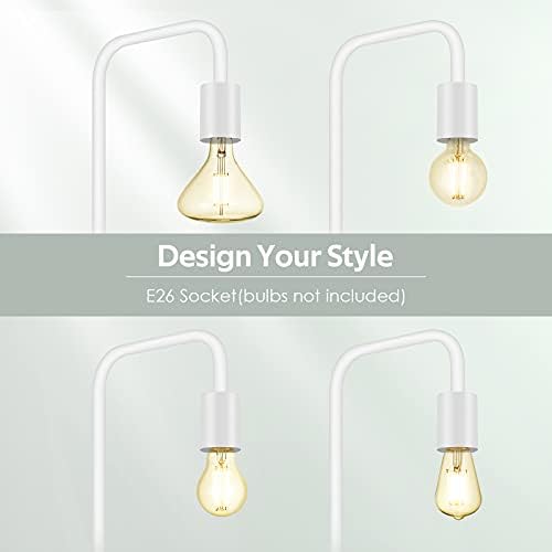 BoostArea Floor Lamp, White Industrial Floor Lamp, 63In Standing Lamp, E26 Socket, On/Off Footswitch, Whole Metal, ETL Listed, Modern Small Lamp for Bedroom, Living Room, Minimalist, Vintage, Mid-Age