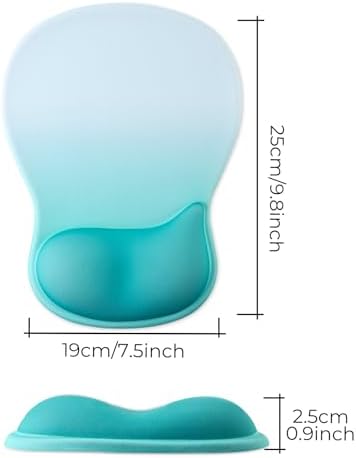 Gel Wrist Rest Mouse Pad, Ergonomic Mousepad with Wrist Support, Relieve Wrist Pain, Gaming Mousepad with Concave Design Cushion & Non-Slip PU Base, for Home Office Laptop Computer, Green Gradient