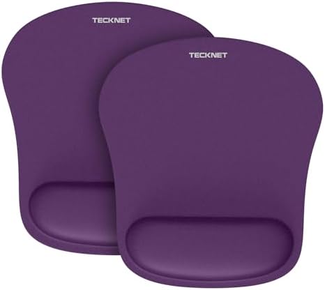 TECKNET 2 Pack Gaming Ergonomic Mouse Pad with Wrist Support Purple