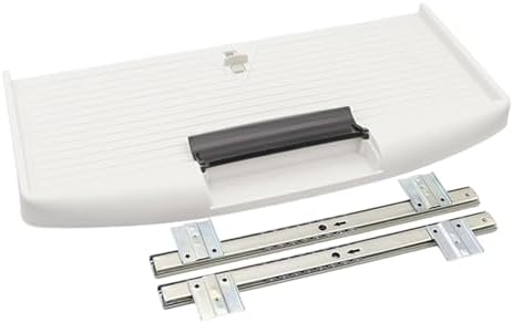 Keyboard Tray Under Desk Sliding Drawer Shelf Pull Out Computer Keyboard Drawer with Smooth Metal Rail and Pp Build Suitable for Home Office, White 27mm W Rail