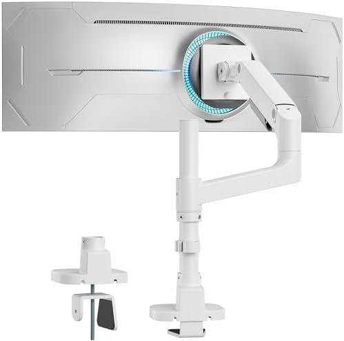 Single Monitor Arm for 17"-49" Monitors, 44 lbs, VESA 75/100, White