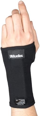 MUELLER Sports Medicine Ergo Wrist Rest with Cushion Support for Carpal Tunnel and Arthritis, Ergonomic Wrist Brace Sleeve, Reversible for Left or Right Hand, One Size Fits Most, Black