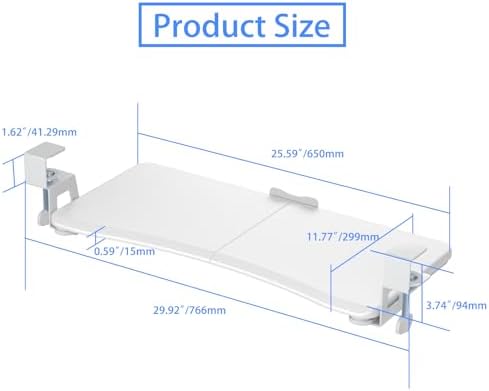suptek Keyboard Tray Under Desk Pull Out with C Clamp Mount, Computer Keyboard & Mouse Tray, 25.6 (30 Including Clamps) x 11.8 inch Slide-Out Platform Computer Drawer for Typing, White, DSF1W