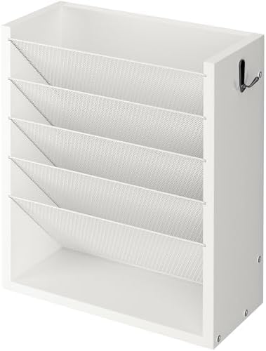 Mail Organizer Wall Mounted, 6-Slot Hanging File Organizer with Key Holder