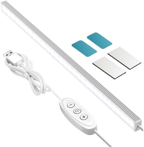 GLVSAE Under Cabinet Lighting, 12 Inch Plug in Light Bar, LED Keyboard Lights, 6000K Cool White Light, Ultra Thin Dimmable Light Bar, Suitable for Kitchen/Desk/Closet/Workbench