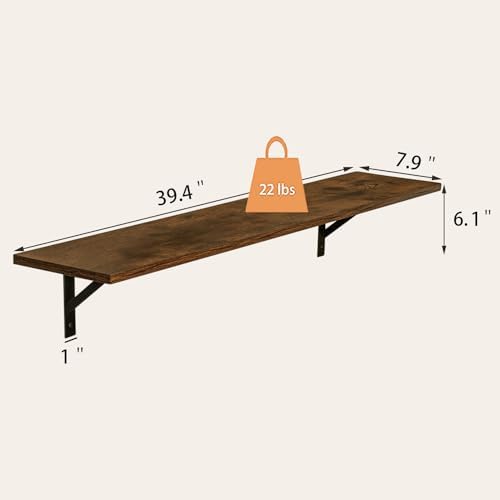 DINZI LVJ Long Wall Shelves, 39.4 Inch Wall Mounted Shelves with Brackets