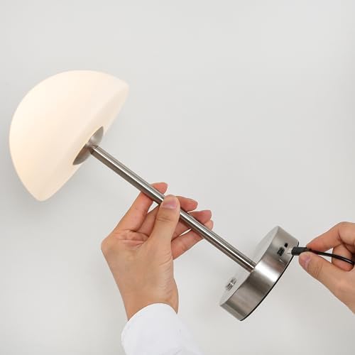 JONATHAN Y Xavier 12.5" Metal Cordless LED Table Lamp, Nickel