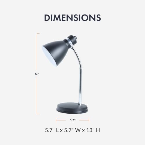 Newhouse Lighting NHDK-OX-MBK Oxford Matte Black Metal Flexible Classic Desk or Table Lamp for Office or Bedroom Use