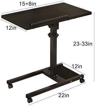TigerDad Mobile Adjustable Height Laptop Stand PC Computer Portable Notebook Swivel Laptop Desk Rolling Table Desk Cart Tiltable with Wheels Casters& Mouse Pad Table