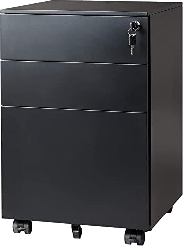 DEVAISE 3 Drawer File Cabinet with Lock, Fully Assembled Except Casters