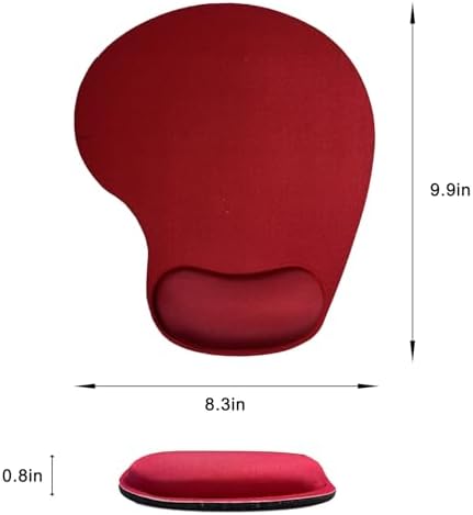 Mouse Pad with Wrist Support, Ergonomic Mouse Pads with Memory Foam Wrist Rest, Easy Typing Pain Relief, Comfortable Home Office Computer Wrist Support Pads for Working Studying Gaming, Red