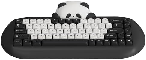 YUNZII C68 Panda Wireless Mechanical Gaming Keyboard, 68 Keys Cute Layout with PBT Keycaps,RGB Backlit, Hot Swappable,Creamy Switches,BT5.0/2.4G/Wired for Win/Mac(Black,Panda Switch)