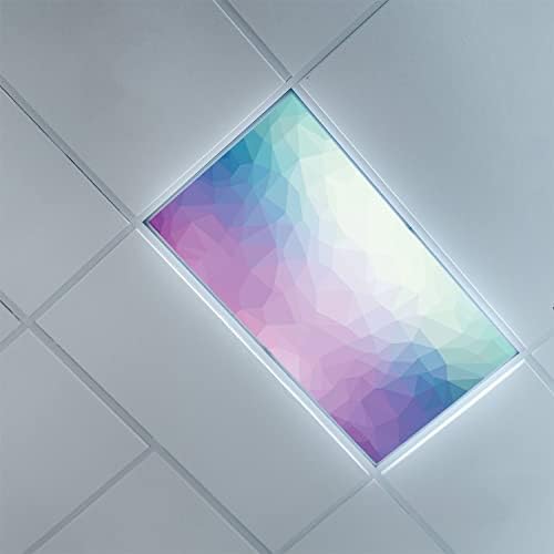 Fluorescent Light Cover Decorative Ceiling Light Filters,Pink Purple Pattern,for Classroom Office Hospitals Home Ceiling Decorative,2ft x 4ft,Blue Lilac Pale Teal