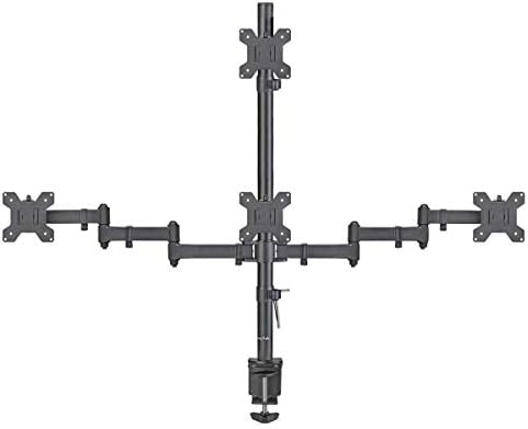 Suptek Quad LED LCD Monitor Stand up Desk Mount Extra Tall 31.5 inch Pole Heavy Duty Fully Adjustable Stand for 4 (3+1) / Four Screens up to 27 inch (MD6864)