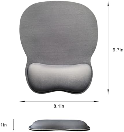 Mouse Pad with Wrist Support, Ergonomic Mousepad with Comfortable Memory Foam Wrist Rest Cushion, Relieve Wrist Pain, Non-Slip Rubber Base Gaming Mice Pad for Home Office Computer Laptop, Light Grey