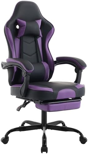 Ergonomic Gaming Chair for Adults with Footrest and Massage