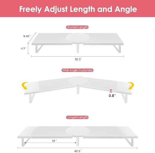 Across-Star Dual-Monitor Stand for Desk - Large Adjustable Length and Angle Riser for 2 Monitors, Double Computer Desktop Organizer, Shelf for TV, Laptop, Printer