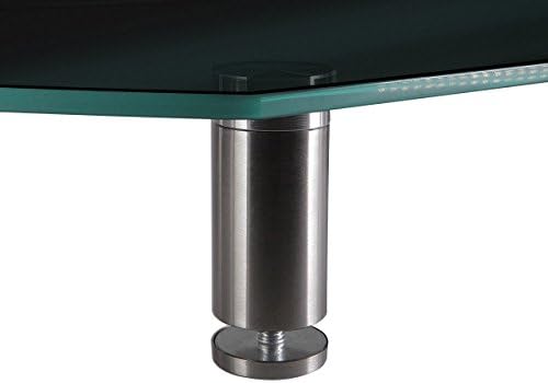 Monoprice Medium Multimedia Desktop Stand, Black Glass (27.6" x 12.2" x 3") - Stand & Riser, Laptop Stand, Desktop TV Stand, Dual Monitors w/ Height Adjustable Legs - Workstream Collection (116360), 25.6" x 11.0"