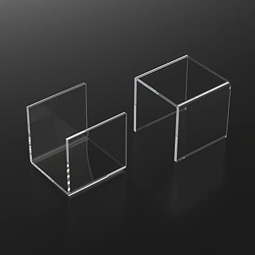 Sezanrpt Square Acrylic Shelf Risers 3pcs, Acrylic Dessert Table Display Set, Clear Acrylic Showcase Collectibles Display Shelf for Funko Pop, Cupcake, Toys, Watches, Table Decorations - 4''x5''x6''
