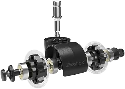 Slipstick 2 Inch Premium Rubber Office Chair Wheels (Set of 5) for All Hard Surface Floors & Carpet, Heavy Duty Twin Rollerblade Chair Replacement Caster Wheels with Universal Fit 7/16 Inch Stem