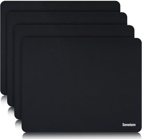 Senetem 4-Pack Mouse Pad, Smooth Gaming Mousepad, Non-Slip Black