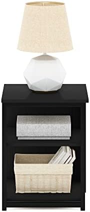 Furinno Camnus 3-Tier Metal Frame Side Table, Open Shelf, Dark Americano