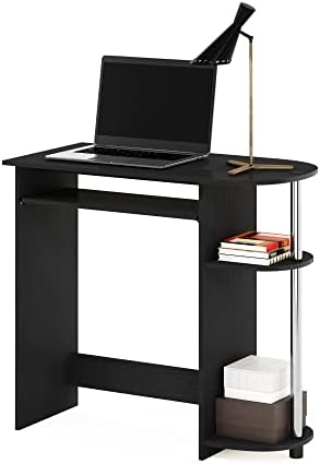 Furinno Simplistic Easy Assembly Computer Desk, with Keyboard Tray, Americano/Stainless Steel