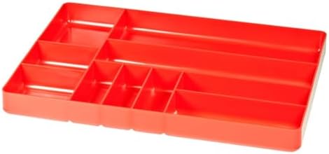Ernst Manufacturing 10 Compartment Drawer Organizer: Heavy Duty Stackable Tray for Automotive Garage Tool Organization - Low-Profile Toolbox Storage - Nuts and Bolts, Tools, Parts, Easy to Clean - Red