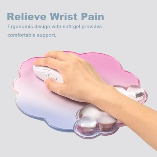 Pink Cloud Wrist Rest for Keyboard and Mouse - Ergonomic Gel Cloud Mousepad