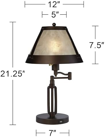 21 1/4" Bronze Brown Table Lamps Set of 2 Swing Arm with USB Charging Port