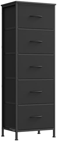 SONGMICS Dresser for Bedroom, Tall Dresser with 5 Fabric Drawers