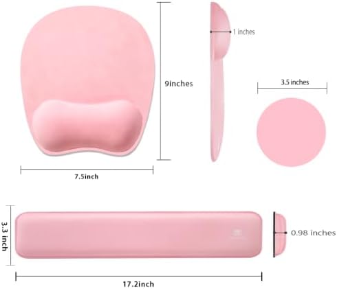 Memory Foam Set Wrist Rest Pad & Mouse Wrist Rest Support,Ergonomic Design for Office,Home,Laptop,Desktop Computer,Gaming Keyboard - Pink