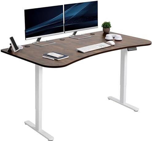 VIVO Rustic Vintage Brown 60 x 24 in Standing Desk, DESK-KIT-E2W1N