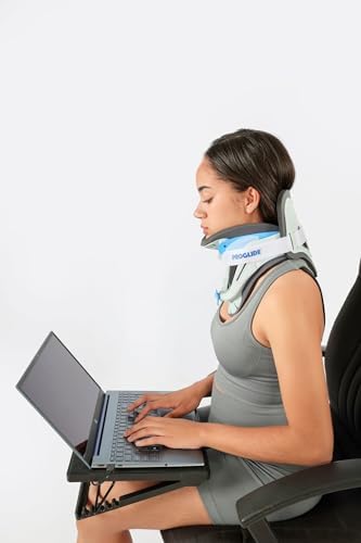 PROGLIDE Cervical Collar Neck Brace — 2-Piece Adjustable Cervical Traction Device with 12 Height Settings, Breathable Plush Padding & MRI Compatible Design — Neck Pain Relief, Whiplash, Post-Surgery Recovery Support for Men & Women