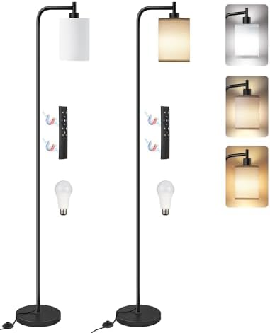 Dimmable Floor Lamp for Living Room with Remote & 10W Bulb