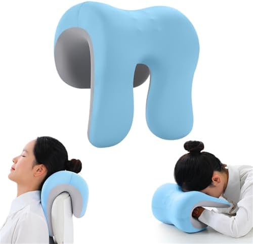 chislim Neck Support for Office Chair,Memory Foam Desk Pillow for Napping,Washable Cover,Fits Most Office Chair (Blue)