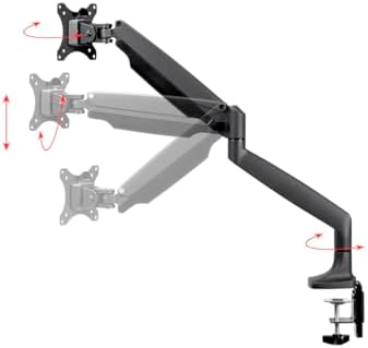 Monoprice Single Monitor Adjustable Gas Spring Desk Mount - Black, Supports Up to 34 inch Monitors, 19.8 LBS Display Weight, Smooth Full-Motion Black - Workstream Collection