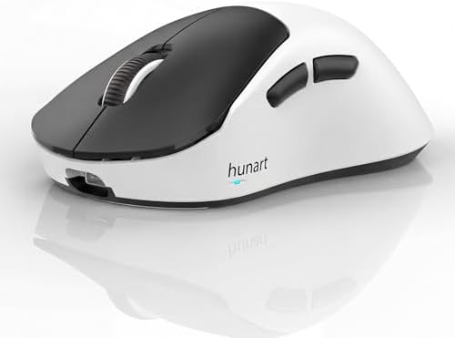 hunart H6 49g Wireless Mouse, Bluetooth & 2.4GHz, Rechargeable, Black＆White