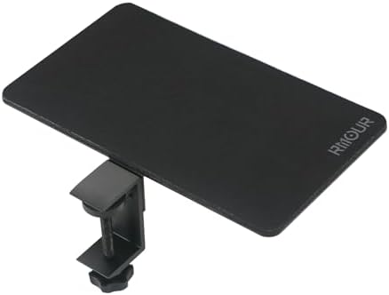 Rmour Z1 Clamp-on Mouse Tray Desk Extender, Ergonomic Mouse Platform with Mouse Pad for Laptop Stand & Table, Fits Up to 2.1'' Thick Surfaces, Space-Saving Desk Attachment for Small Spaces, Black