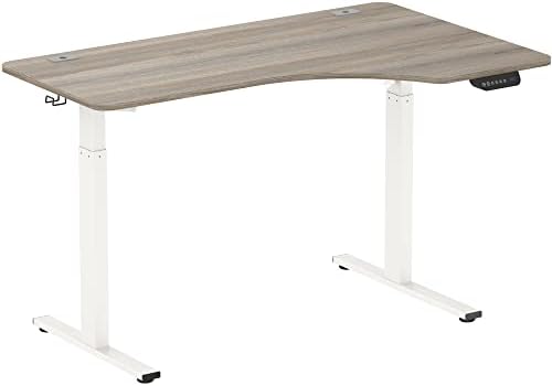 SHW 55-Inch Large Electric Height Adjustable L-Shaped Standing Desk, Oak