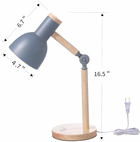 Adjustable Wooden Arm Desk Lamp, Table Lamp for Reading office Bedroom