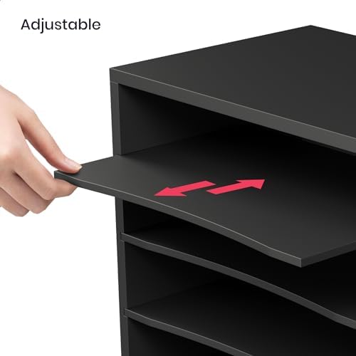 Ballucci 4 Tier Paper Sorter Desk Organizer, Letter Tray File Holders Black