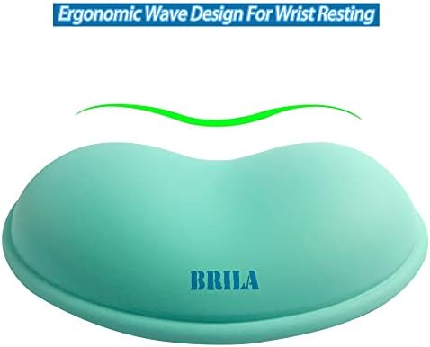 BRILA Ergonomic Silicone Mouse Wrist Rest, Cooling Silica Gel PU Leather Mouse Wrist Support Pad for Office Work and Laptop Computer Gaming (Aquamarine Leather)
