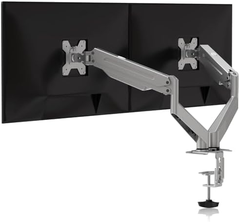 Suptek Dual Monitor Mount Stand-Height Adjustable Gas Spring Monitor Arm Desk Mount for 2 Computer Screens 17 to 32 inches - Each Arm Holds up to 22lbs,Silver(MD8SPS)